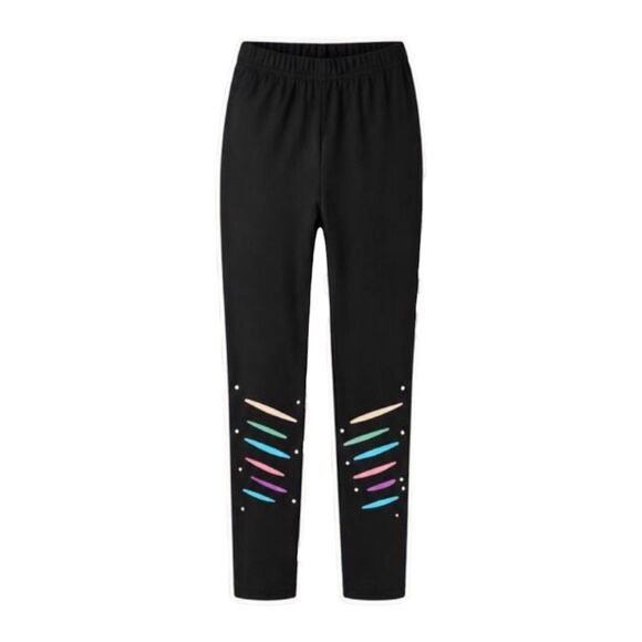 SHEIN Other - New Active Girls 12 Years Black Leggings Rainbow Stripe Detail